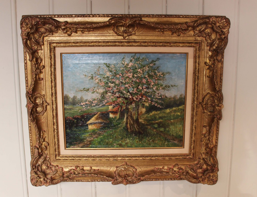 Oil On Canvas Depicting A Tree In Blossom 