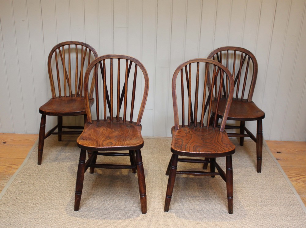 Matched Set Of Four Stick Back Chairs 