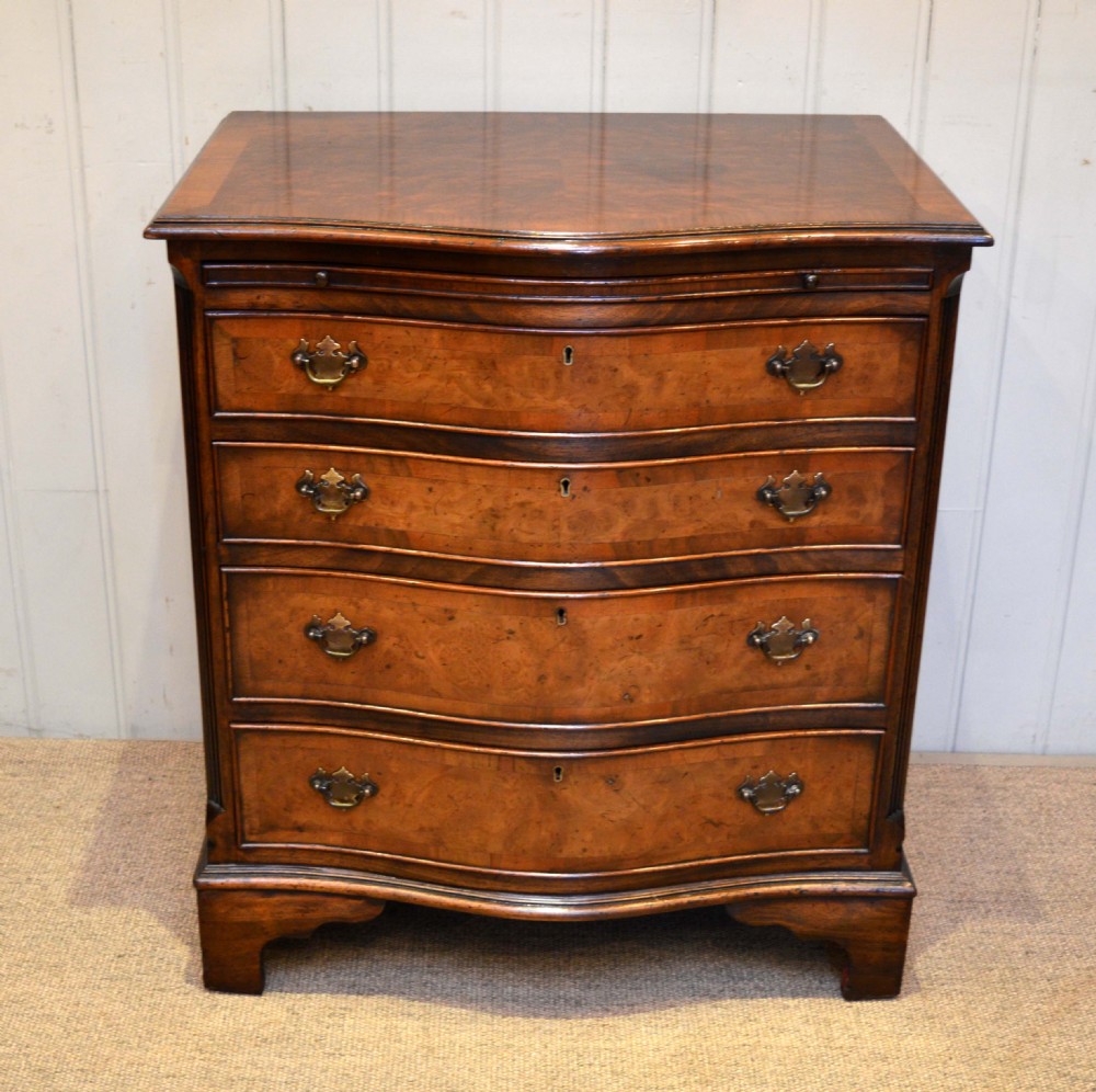 Small Walnut Serpentine Front Chest Of Drawers