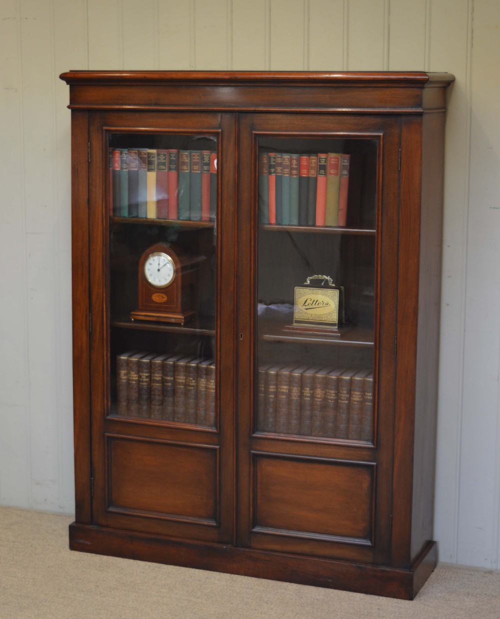 Edwardian Walnut Glazed Bookcase 