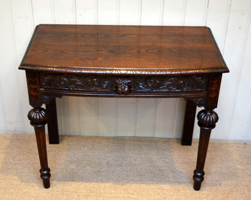 Bow Front Carved Oak Table 