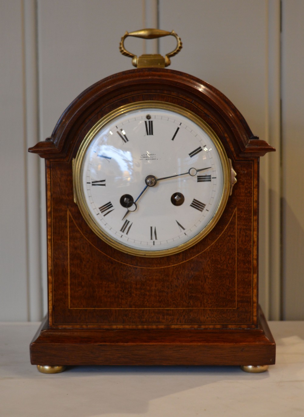 Mahogany and Inlay Striking Mantel Clock 