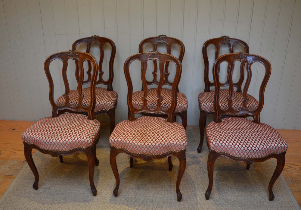 Set Of Six French Oak Dining Chairs