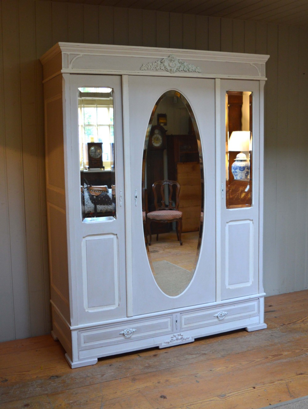 Mirrored Front Painted Wardrobe
