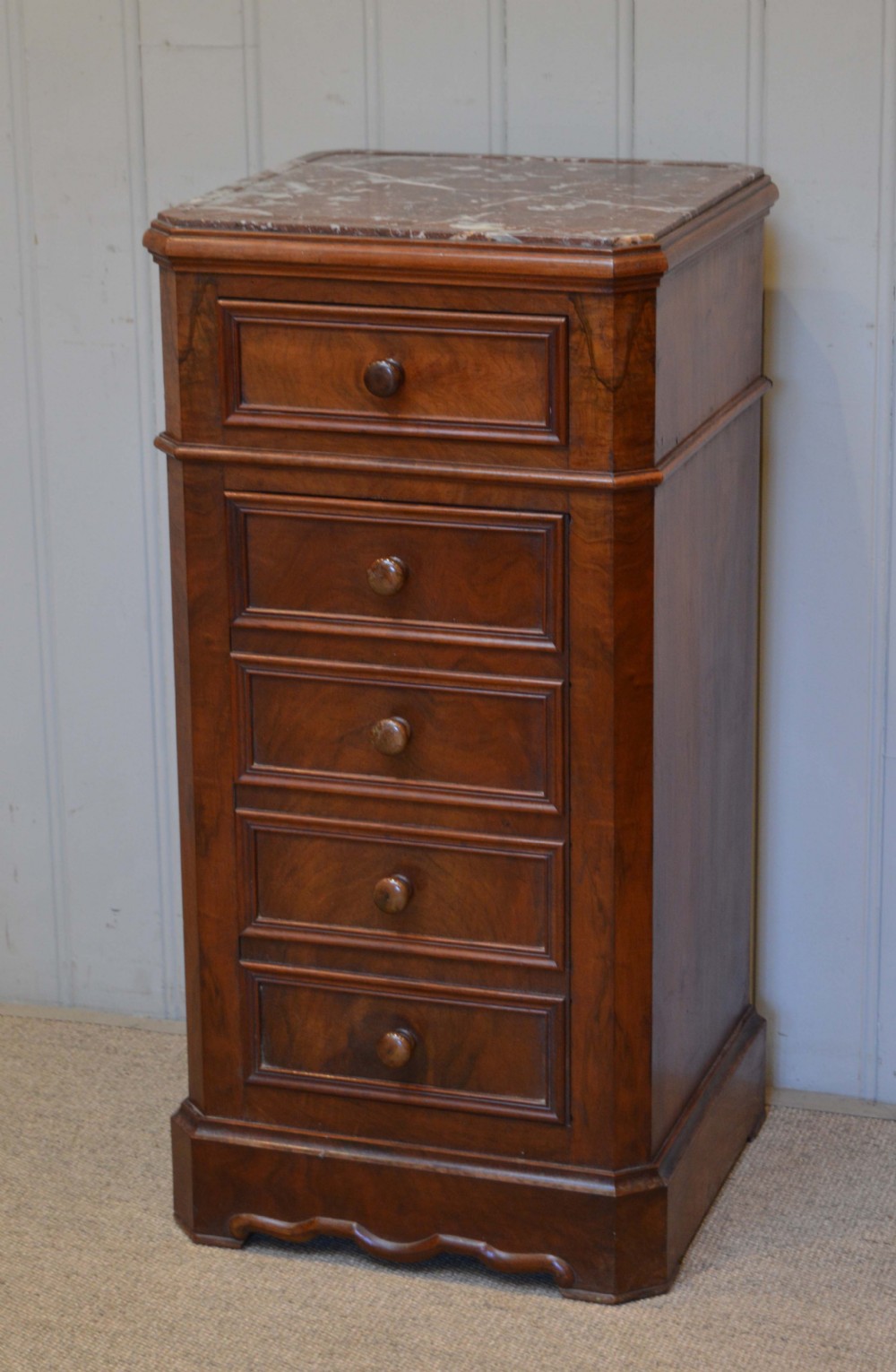 Marble Top Walnut Cabinet