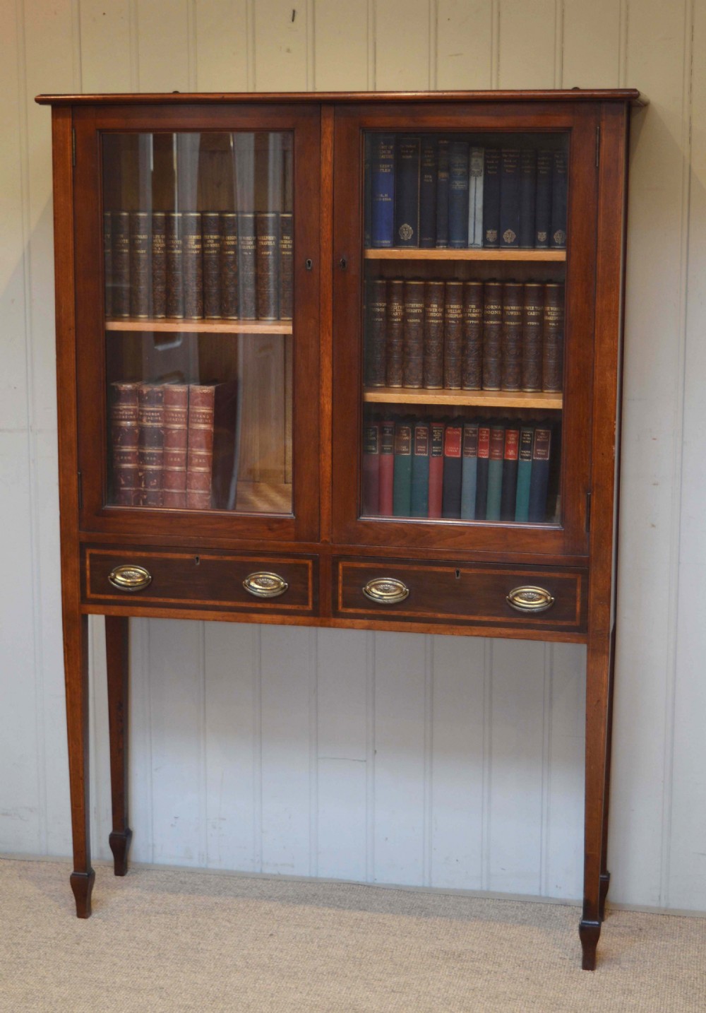 Edwardian Two Door Glazed Bookcase