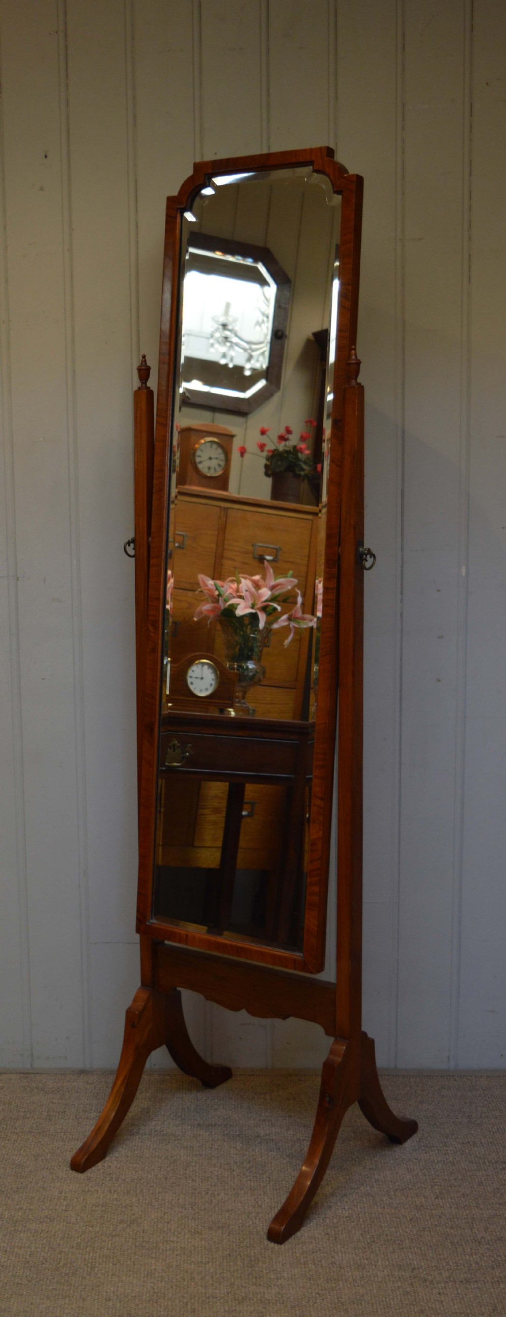 Walnut Cheval Mirror 