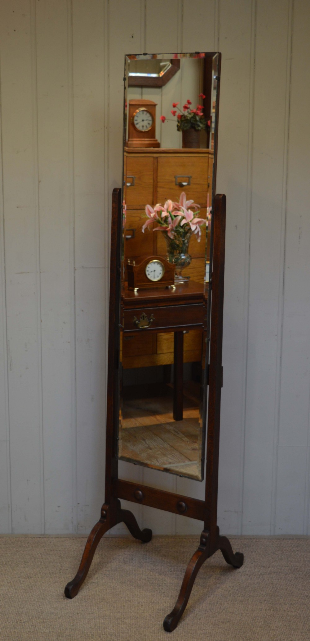 Oak Framed Cheval Mirror