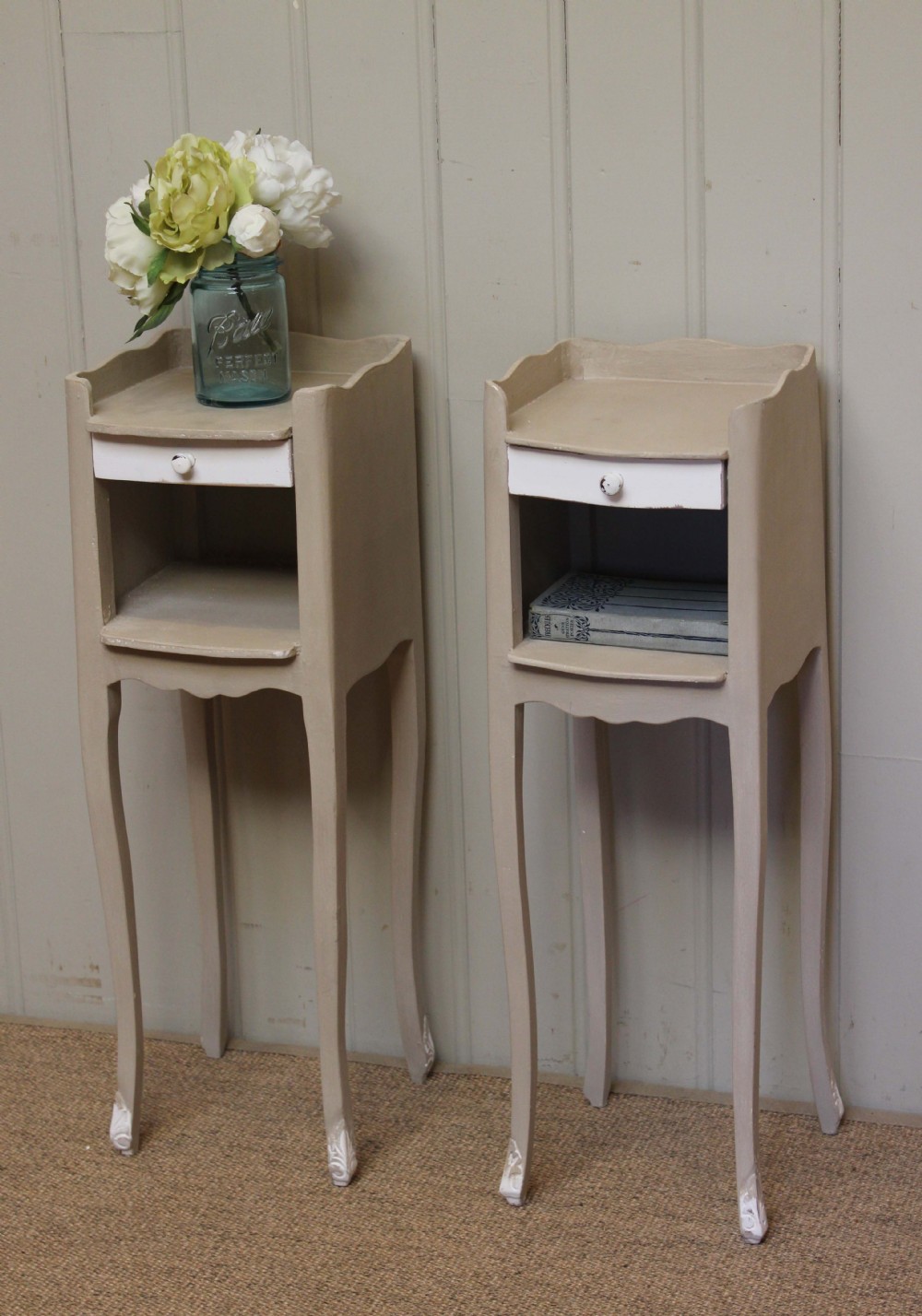 Pair Of Slim Painted Bedside Cabinets