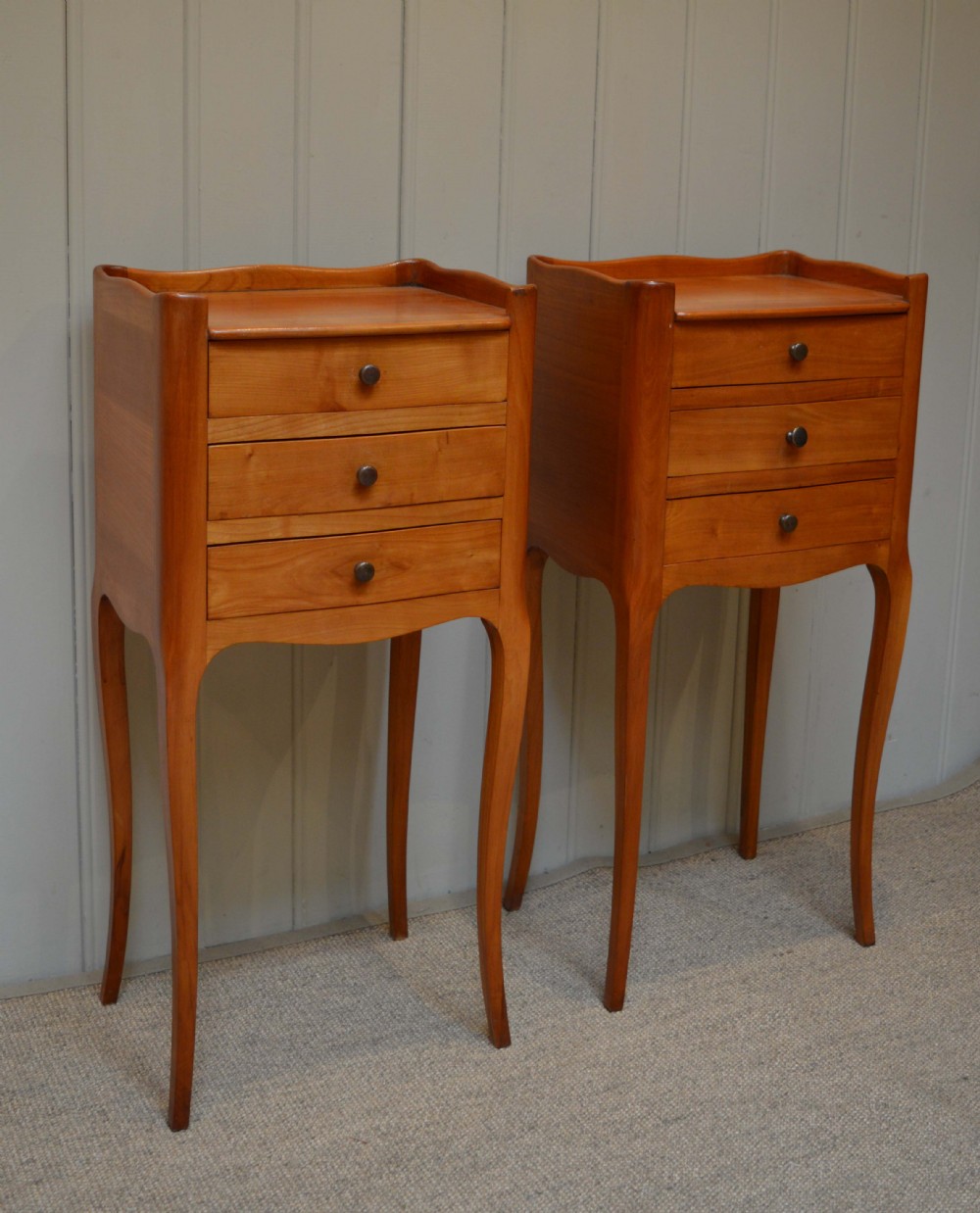 Pair of French Cherrywood Bedside Cabinets