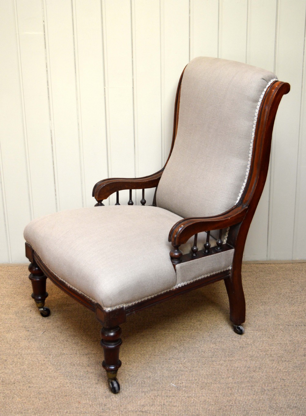 Edwardian Mahogany Upholstered Armchair