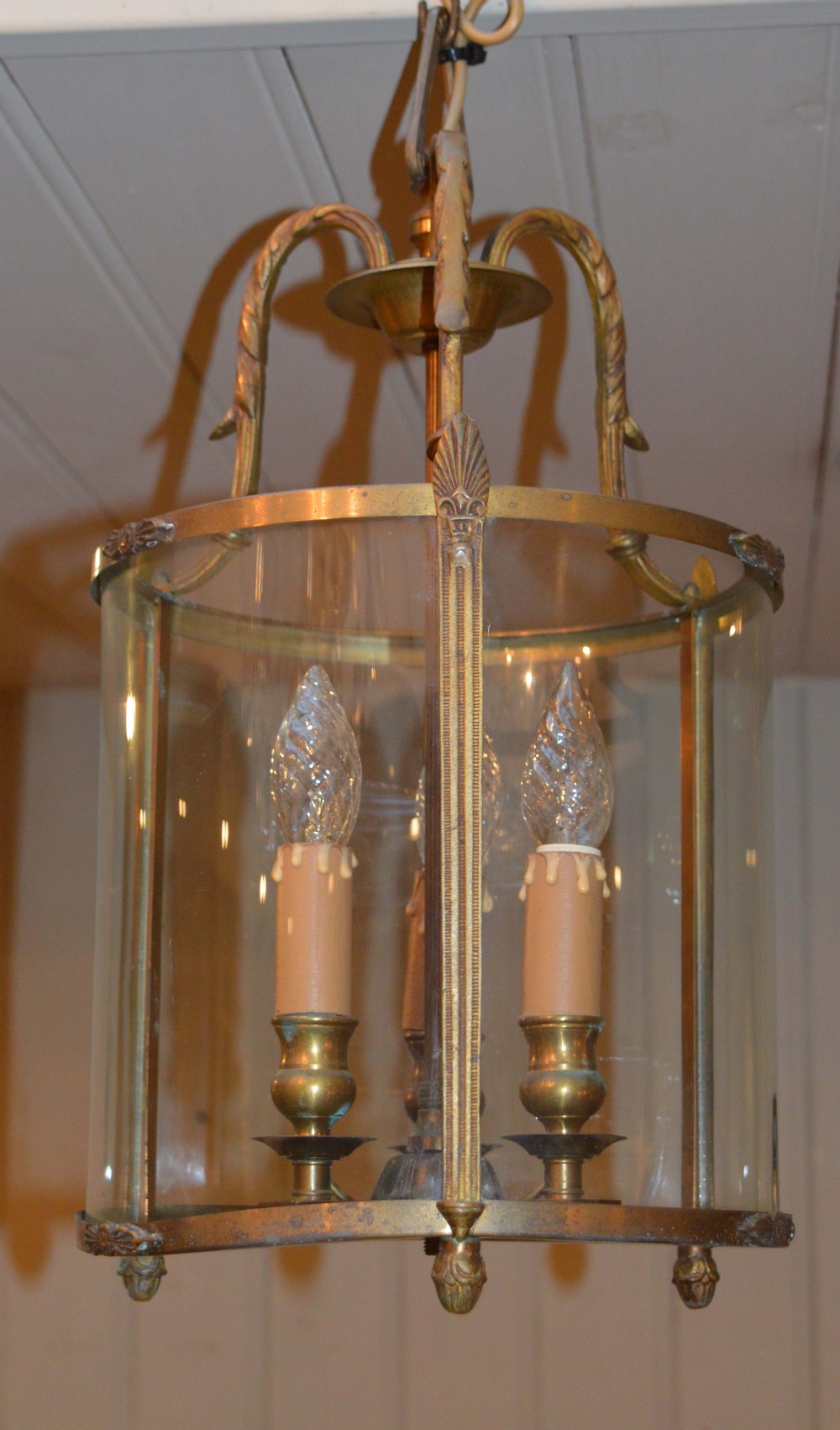 French Brass And Circular Glass Hall Lantern
