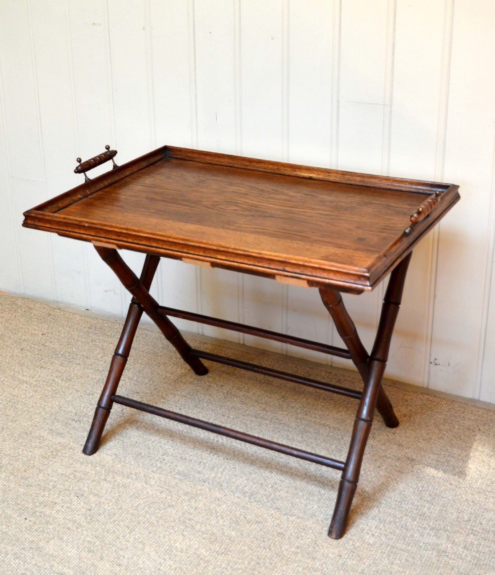 Edwardian Oak Tray On A Stand