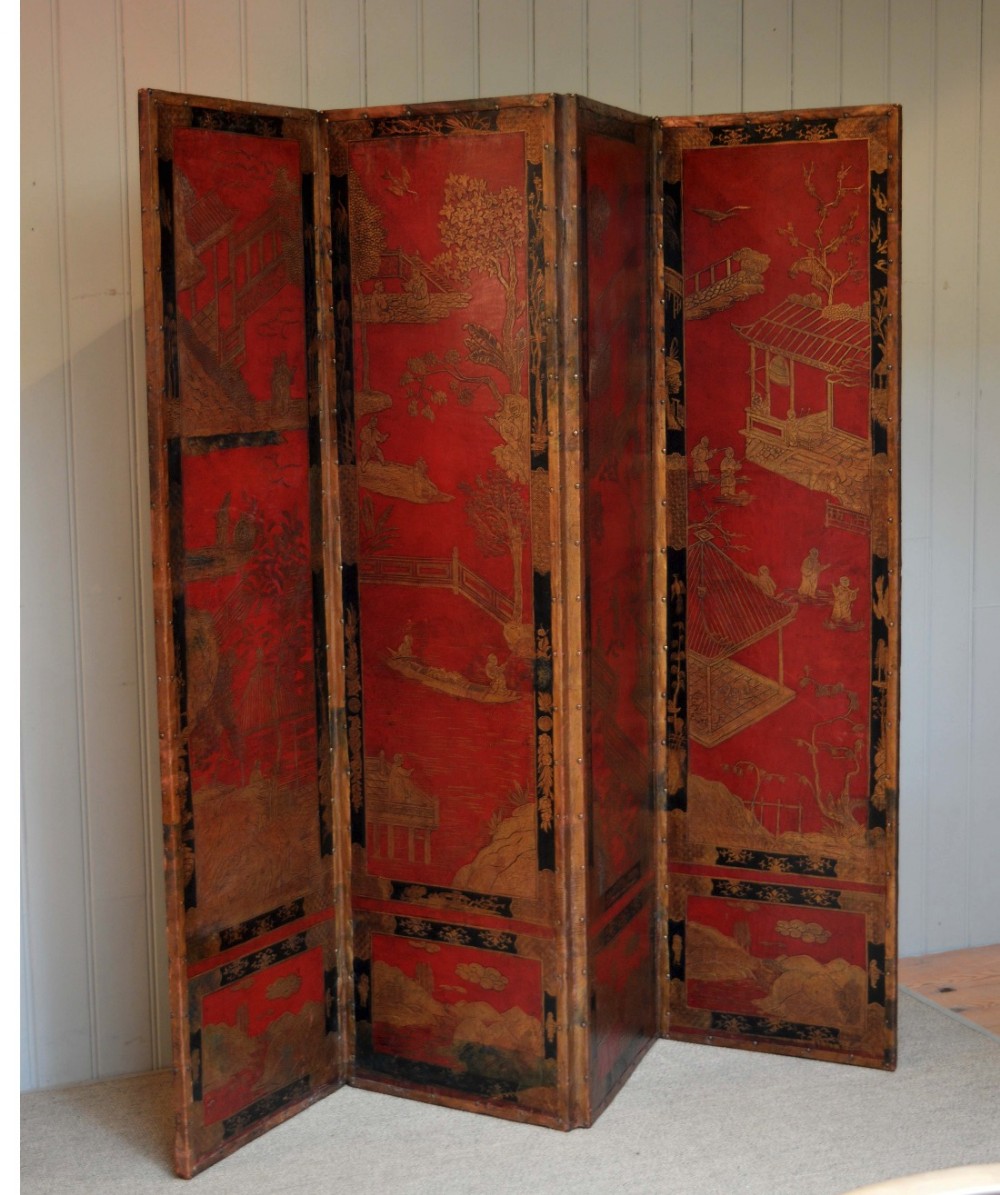 Red Chinoiserie Screen
