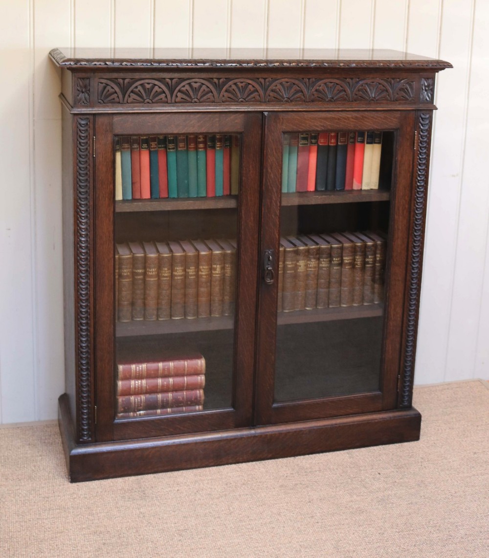 Victorian Carved Oak Bookcase 