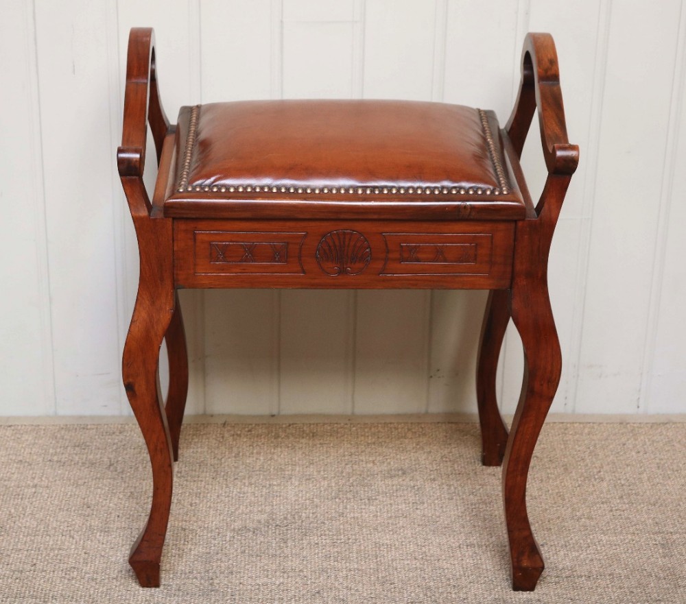 Edwardian Walnut Piano Stool