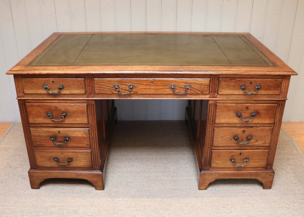 Large Oak Pedestal Desk 