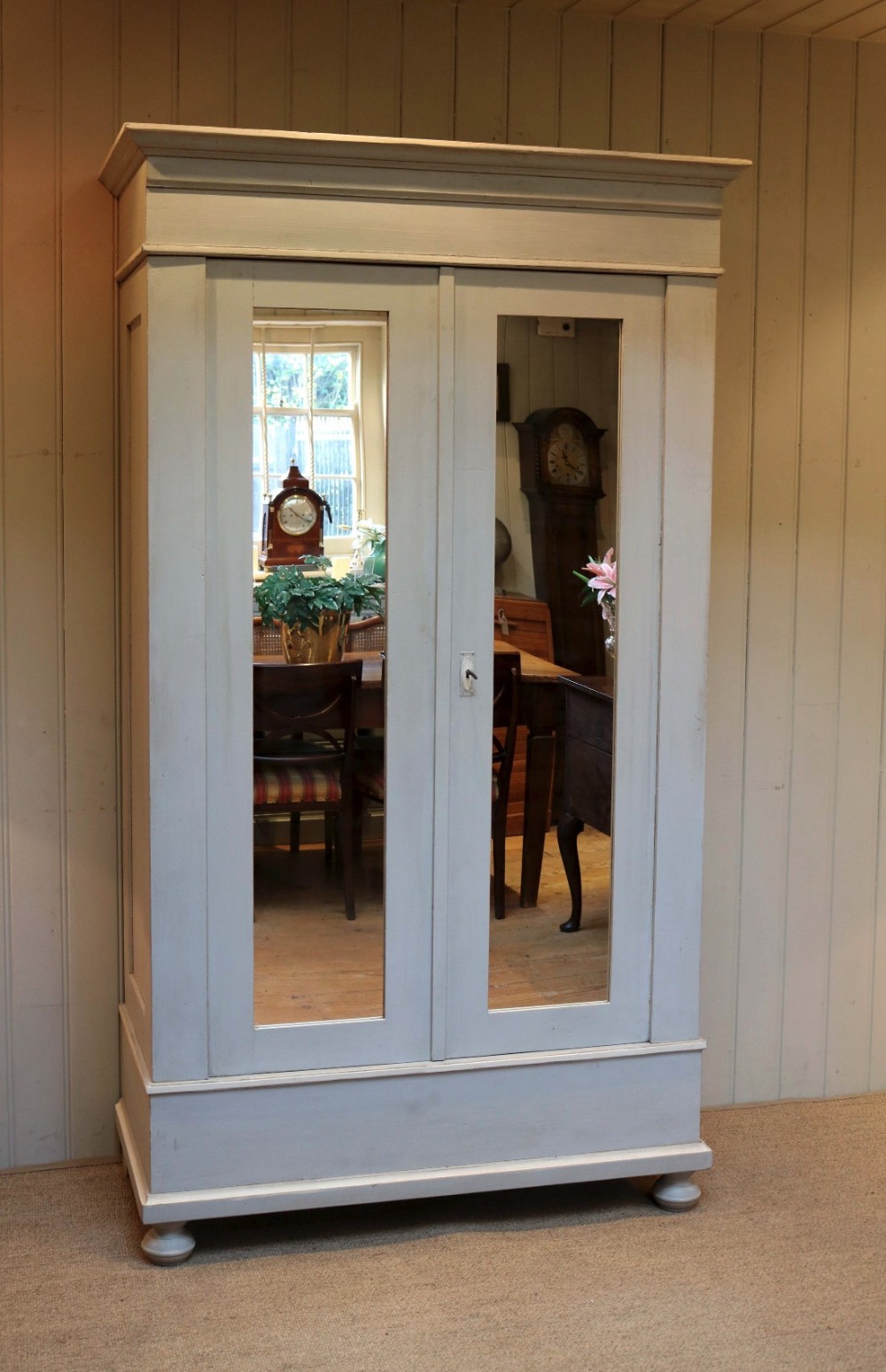 Continental Painted Two Mirrored Door Wardrobe