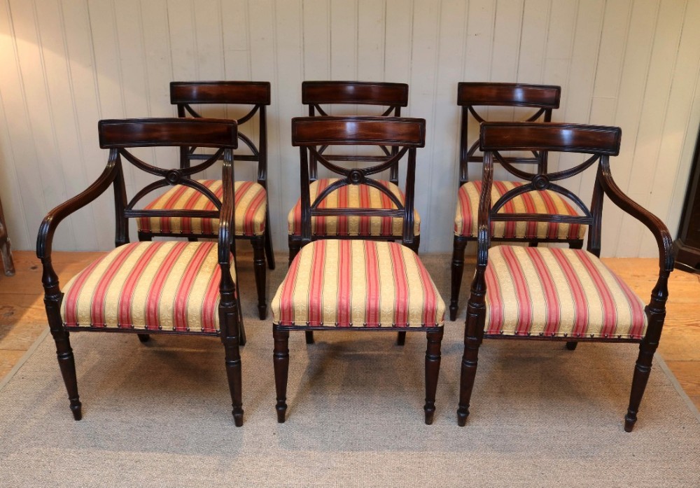 Set Of Six Regency Mahogany Dining Chairs 