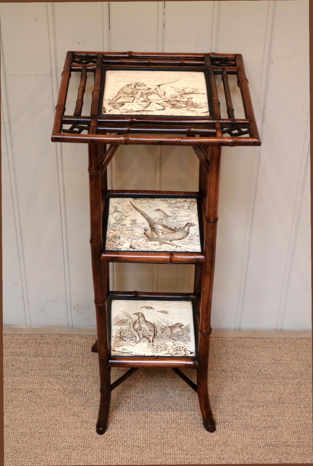 Victorian Bamboo Three Tier Tile Table
