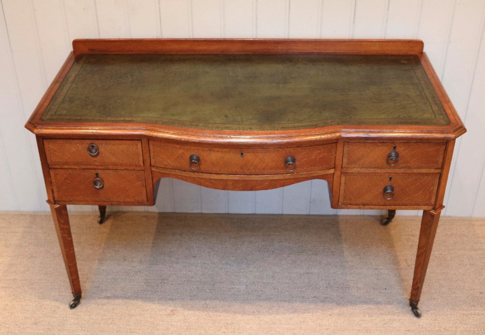 Oak Leather Top Writing Desk