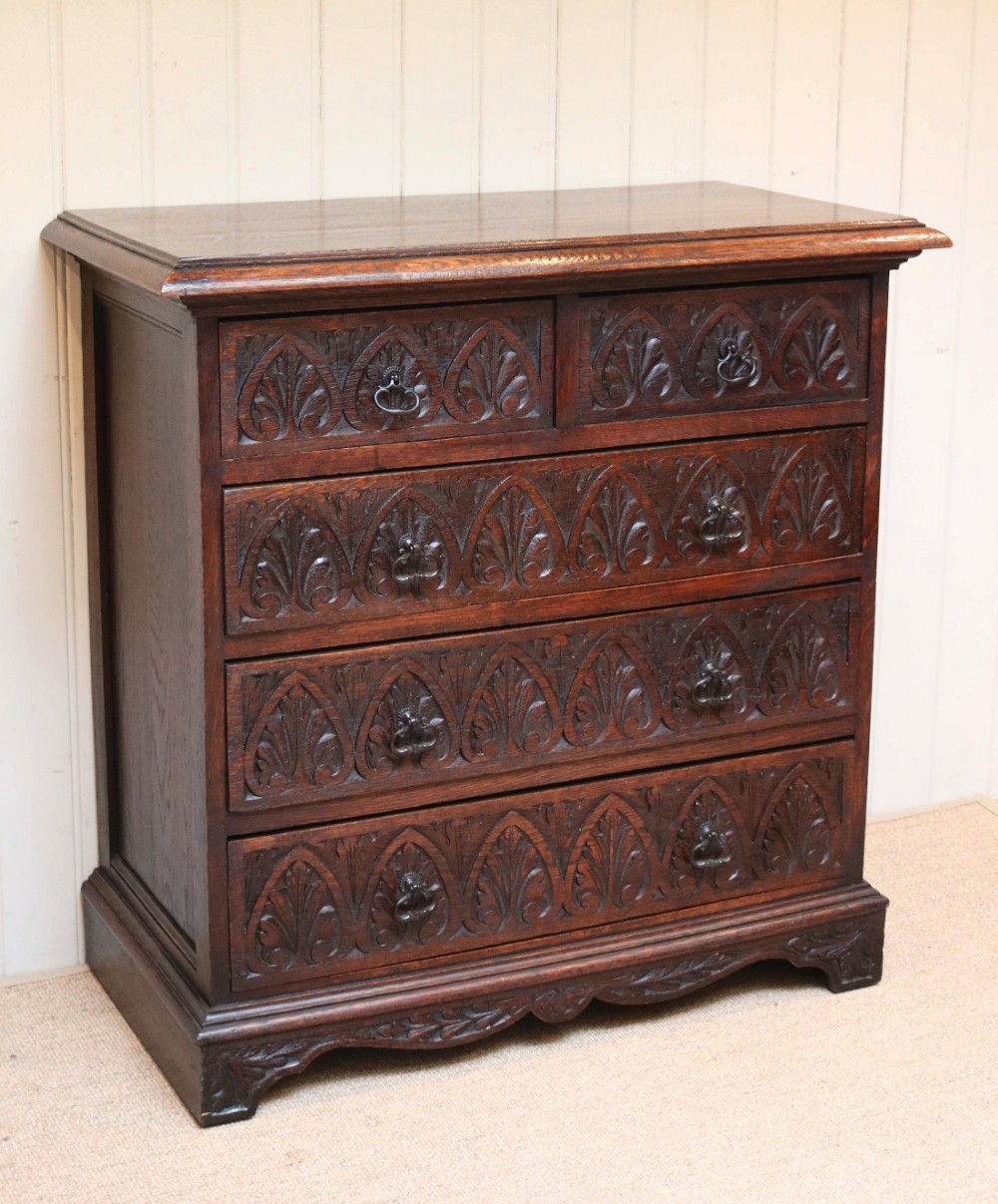 Carved Oak Chest Of Drawers