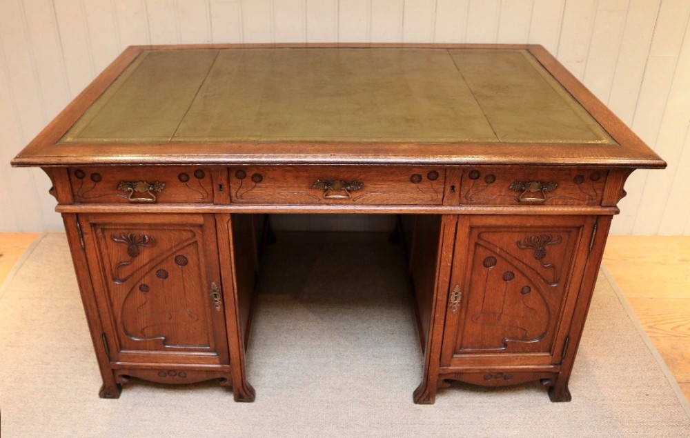 Oak Art Nouveau Partners Desk