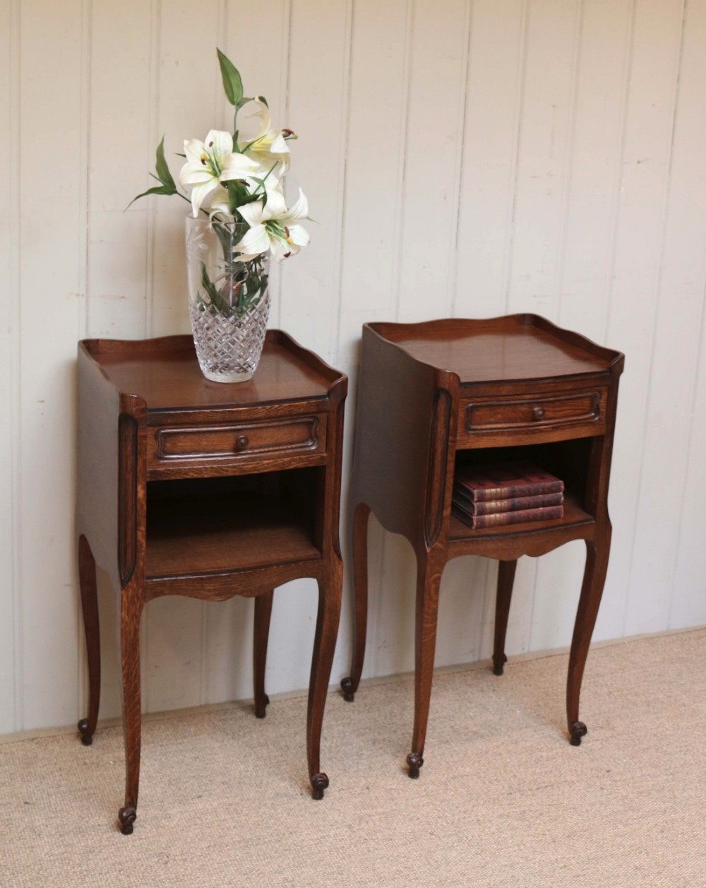Pair Of French Oak Bedside Cabinets 