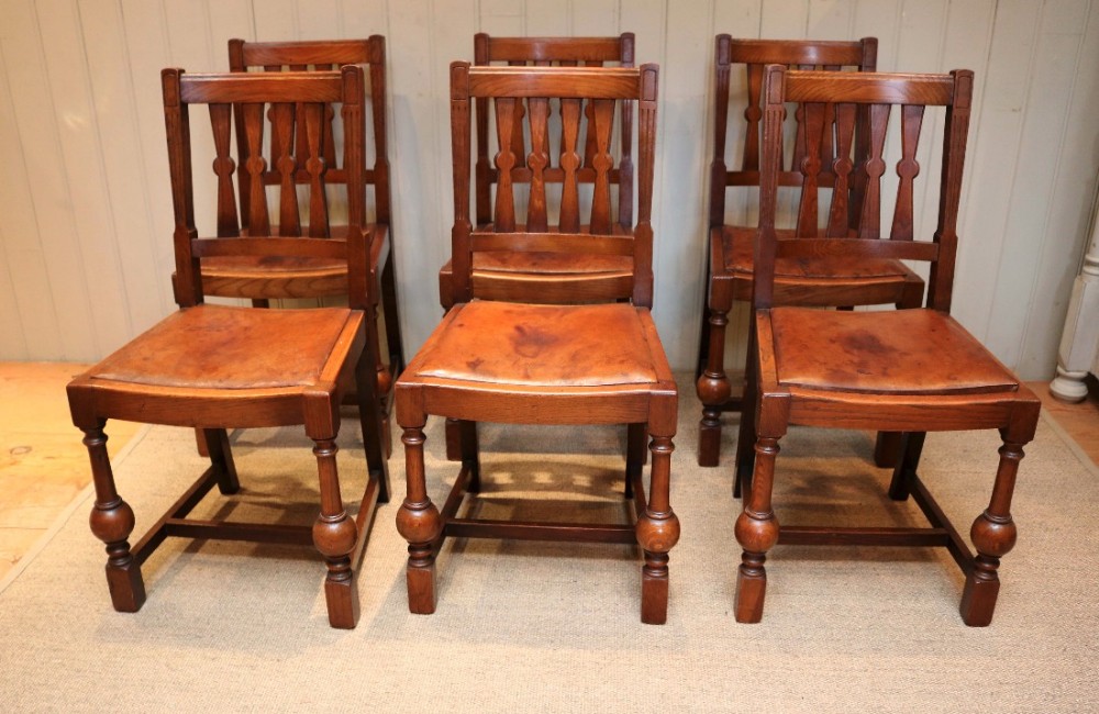 Set Of Eight Oak Dining Chairs