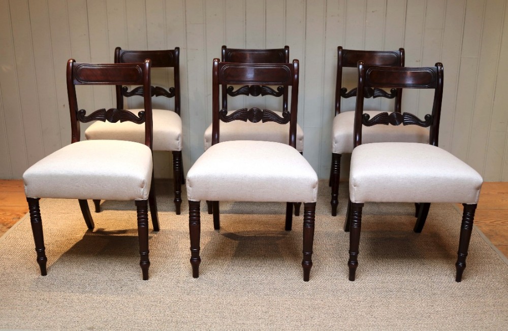 Set Of Seven Late Regency Mahogany Chairs