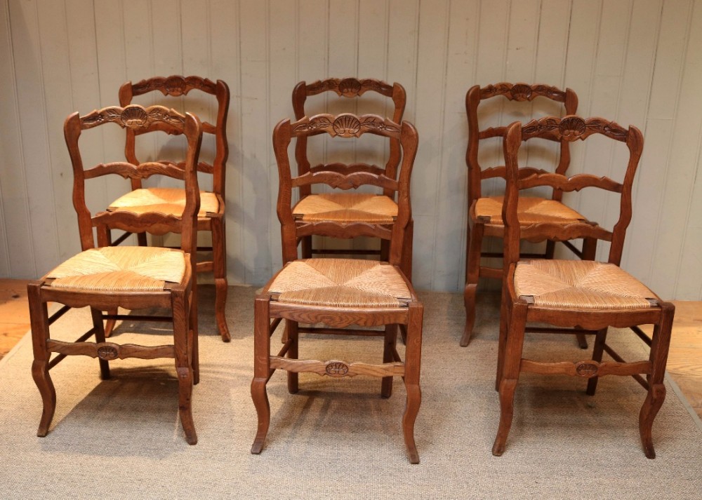 Set Of Six Light Oak Dining Chairs