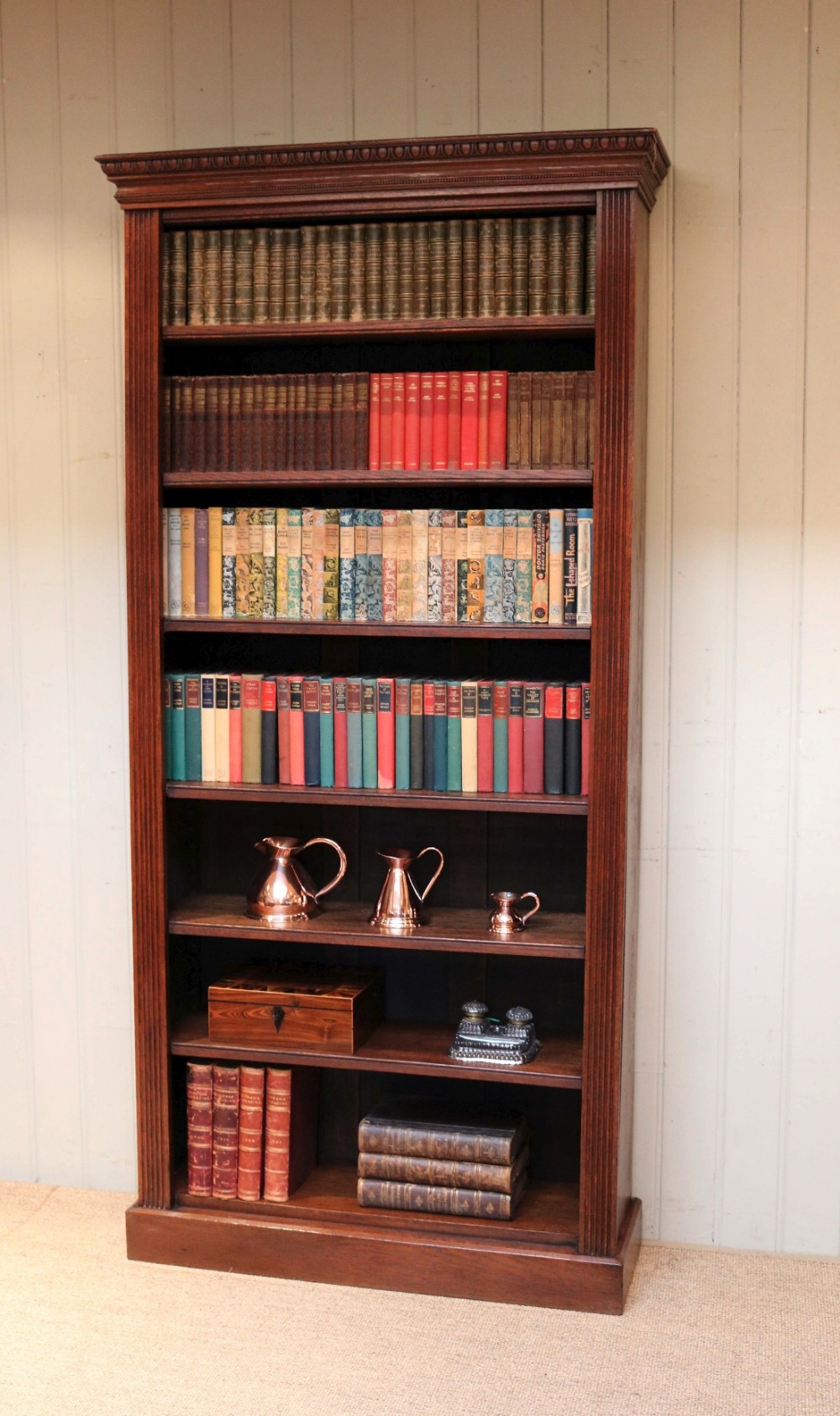 Tall Open Oak Bookcase