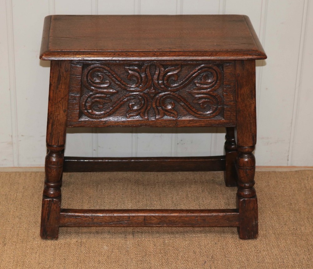 Oak Carved Oak Stool 