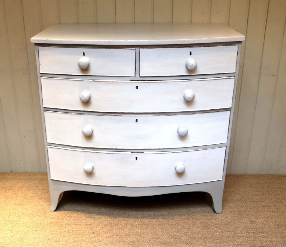 Painted Bow Front Chest Of Drawers 