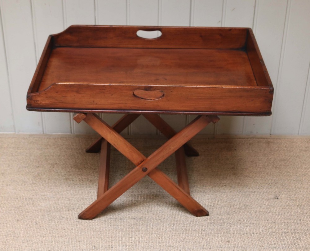 Low Mahogany Butlers Tray On Stand 