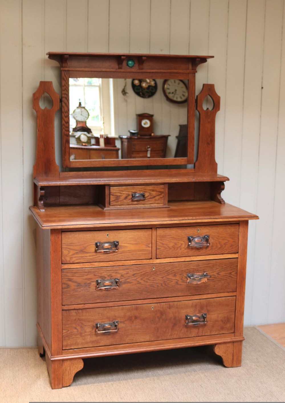 Solid Oak Arts And Crafts Dressing Chest