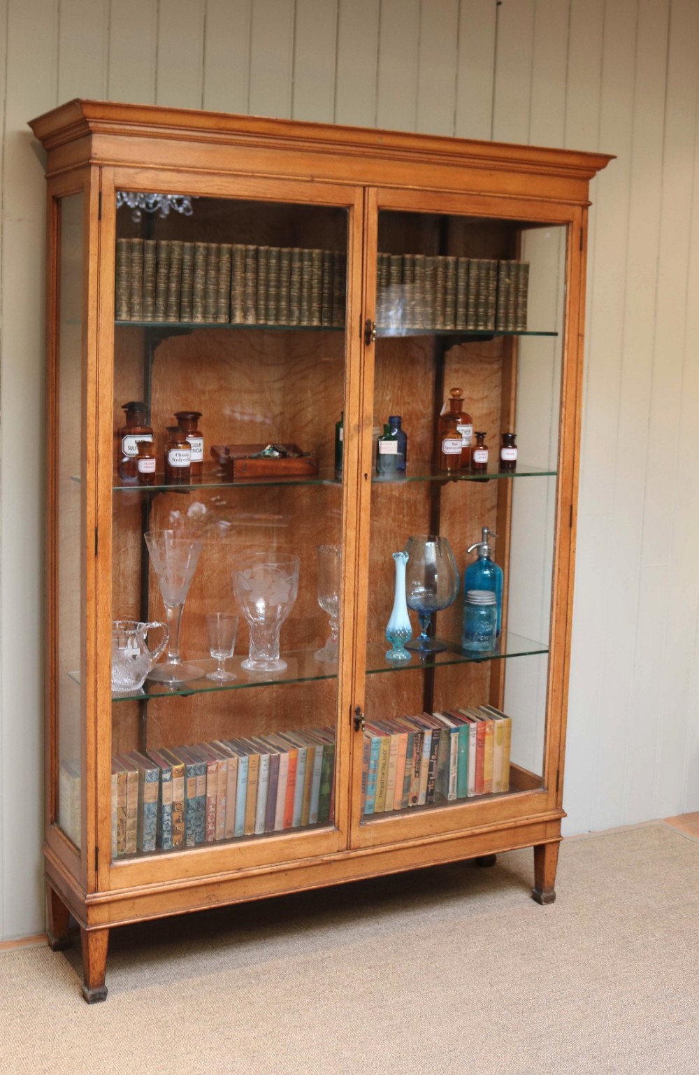 Edwardian Oak Shop Display Cabinet
