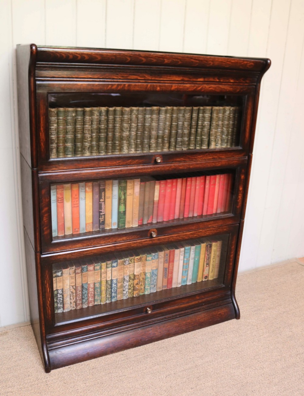 Three Tier Oak Globe Wernicke Style Bookcase