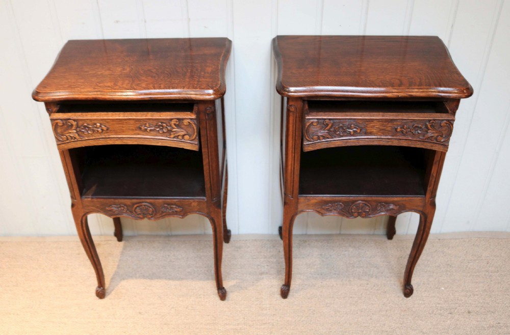 Pair Of Carved Oak Bedside Tables  View III