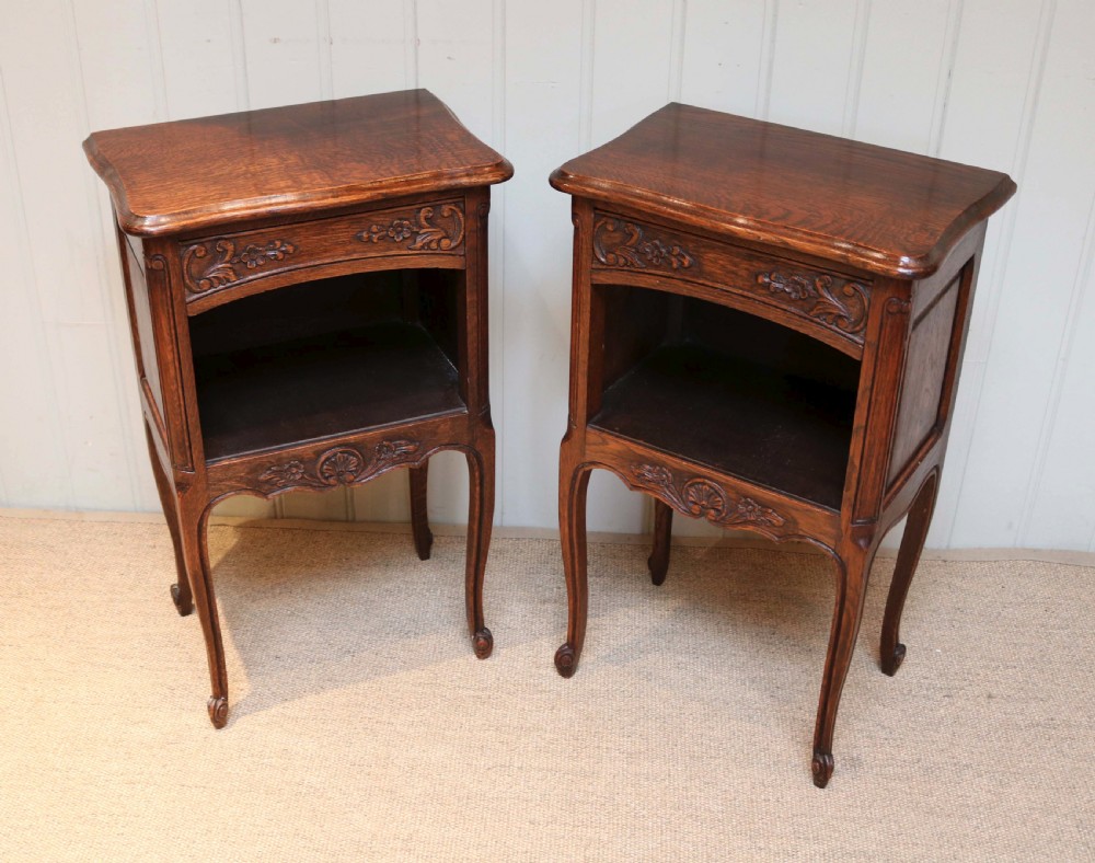 Pair Of Carved Oak Bedside Tables  View IV