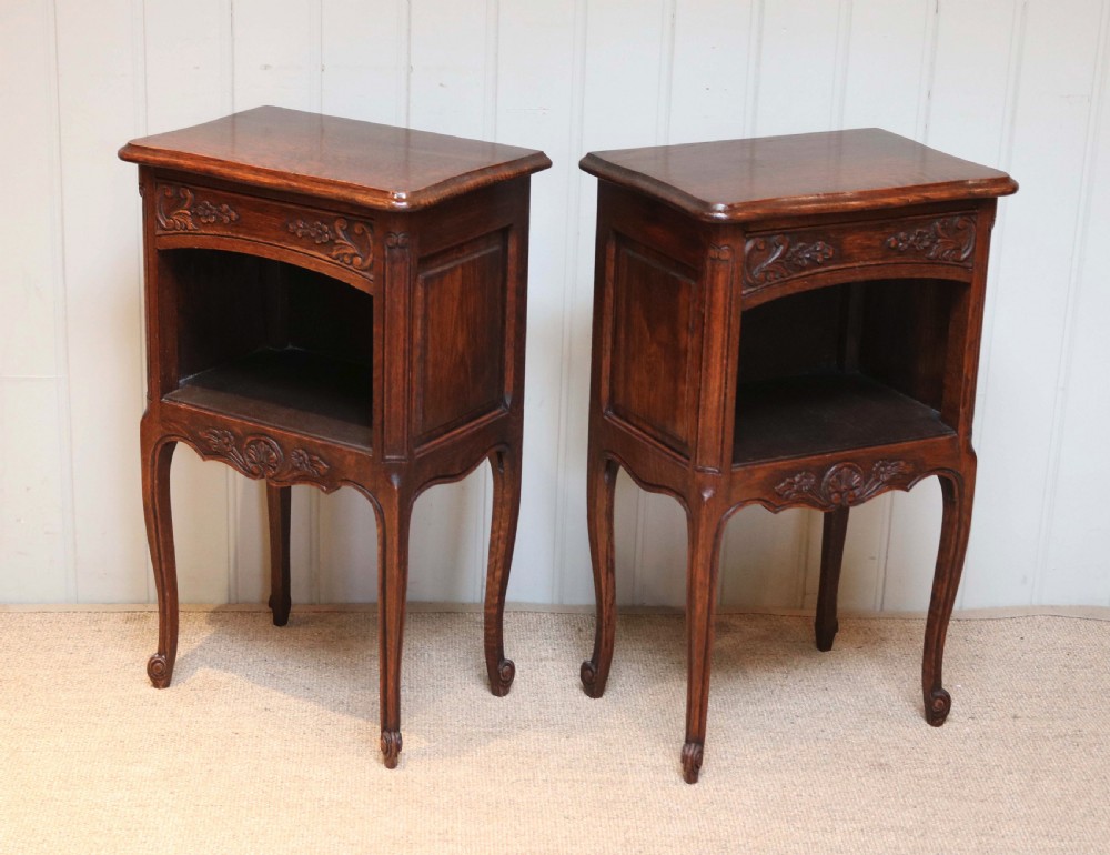 Pair Of Carved Oak Bedside Tables  View VI