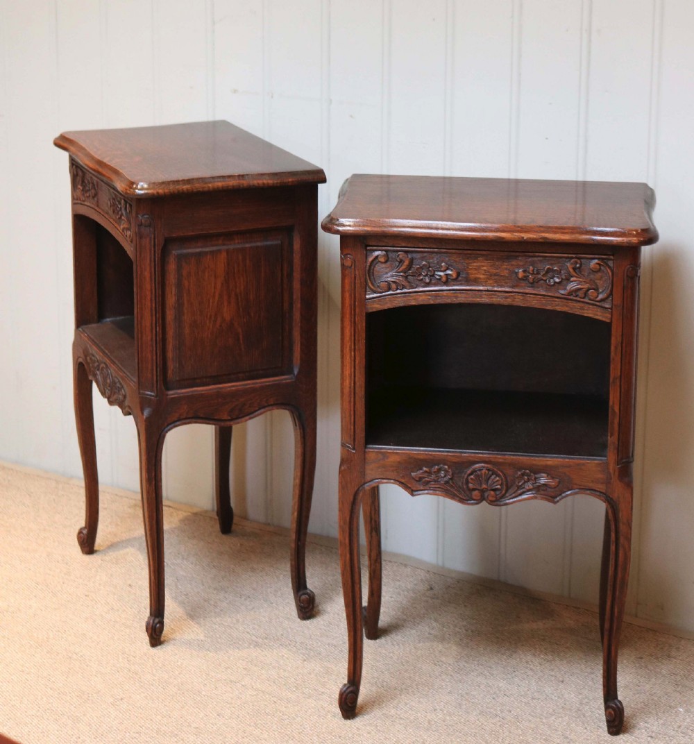 Pair Of Carved Oak Bedside Tables  View VII