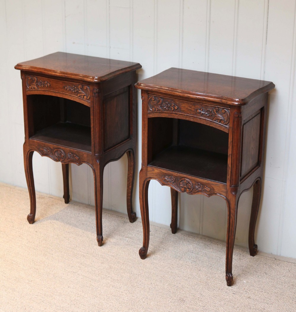 Pair Of Carved Oak Bedside Tables  View VIII
