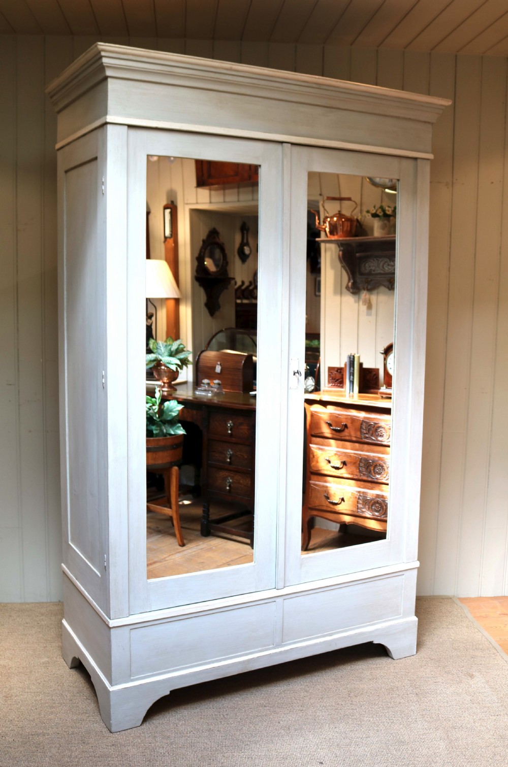 Mirrored Two Door Painted Wardrobe