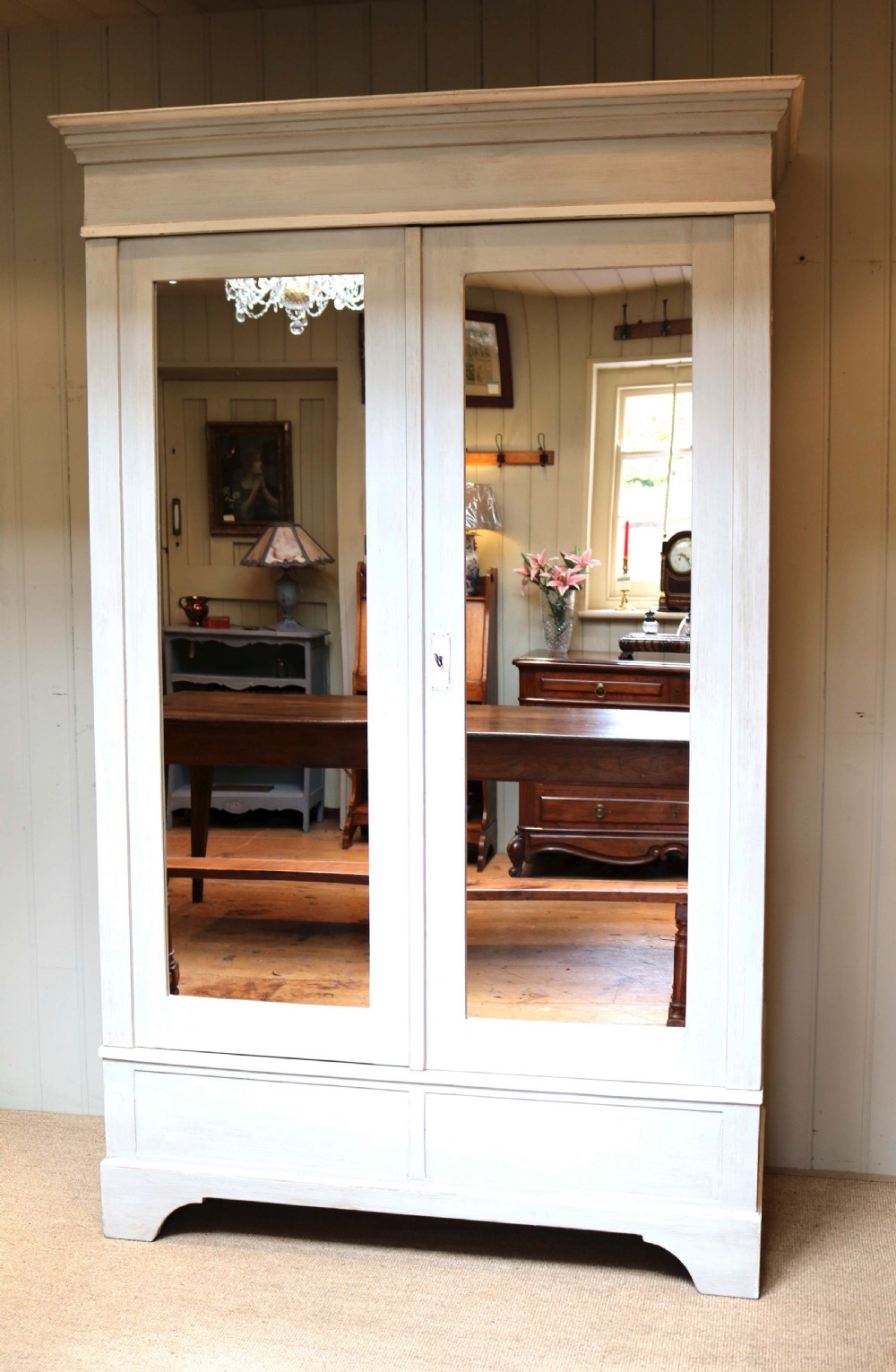 Mirrored Two Door Painted Wardrobe View II