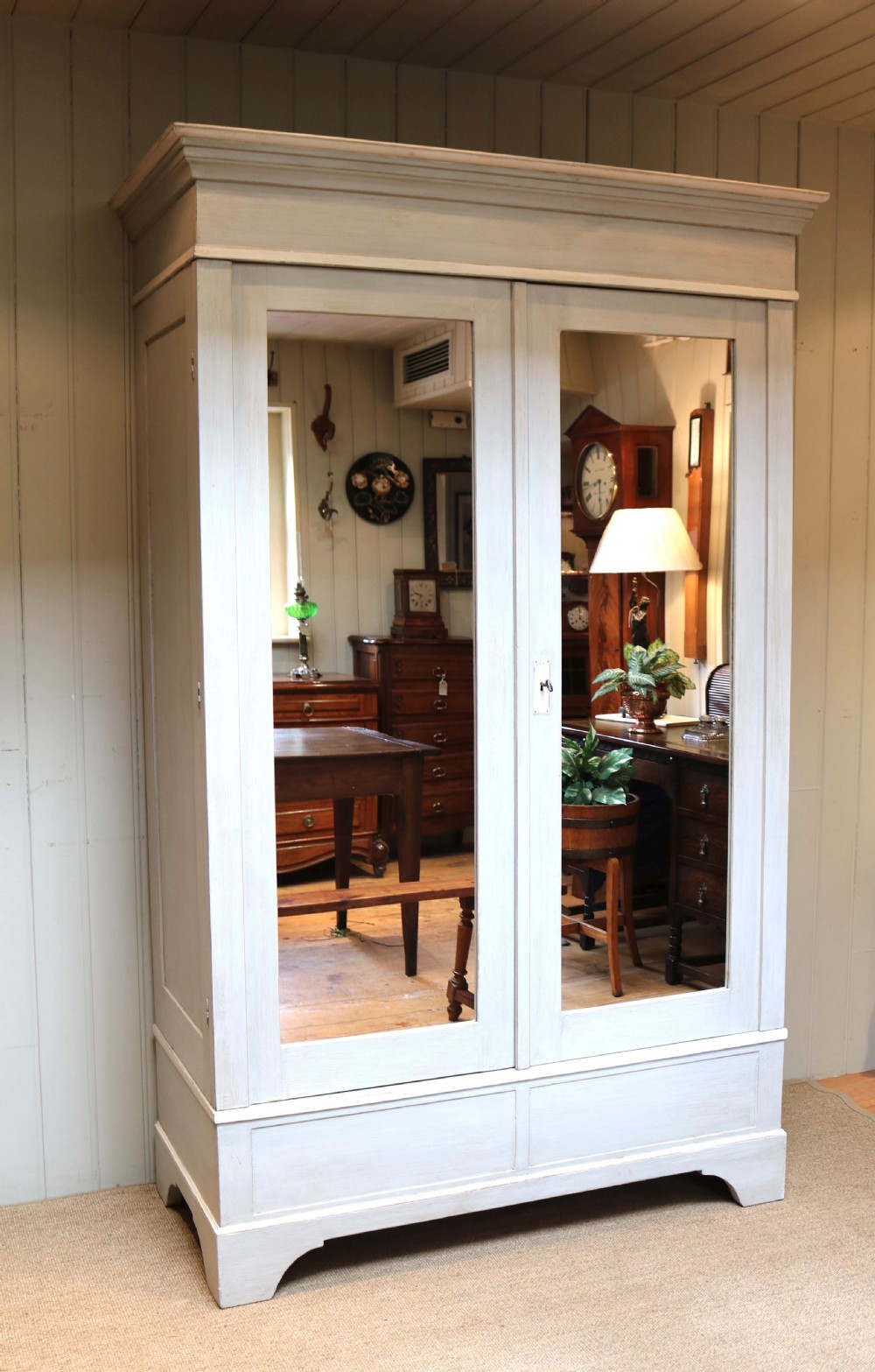 Mirrored Two Door Painted Wardrobe View V