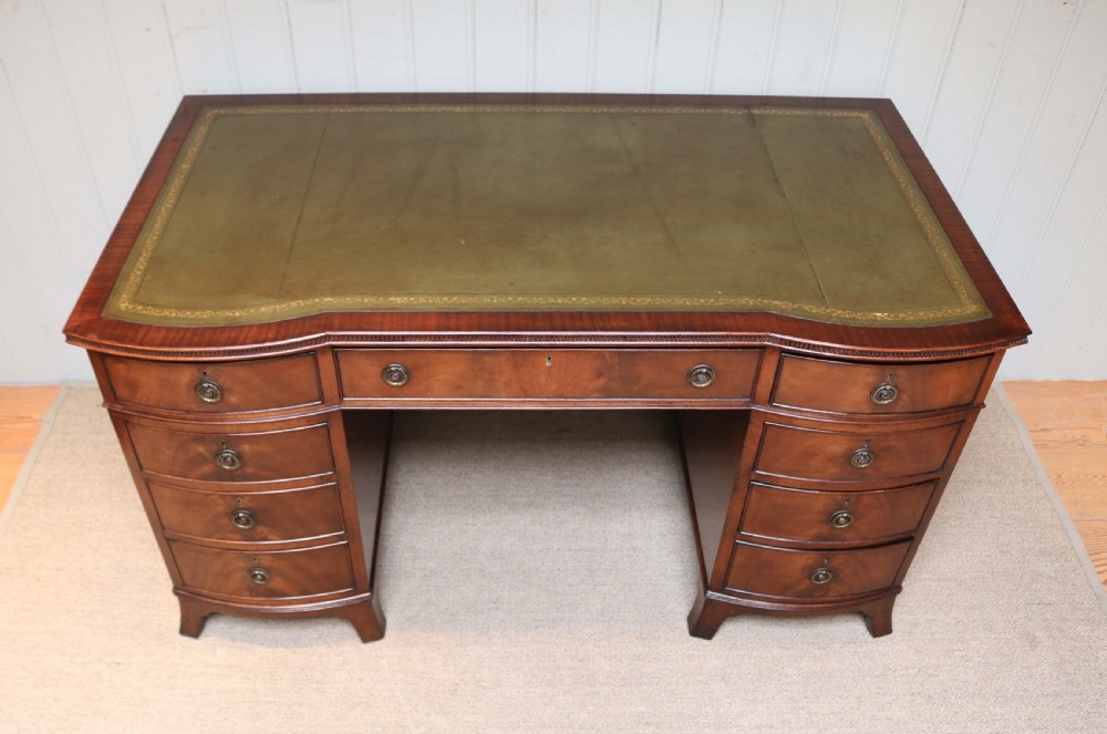 Mahogany Bow Front Pedestal Desk View II