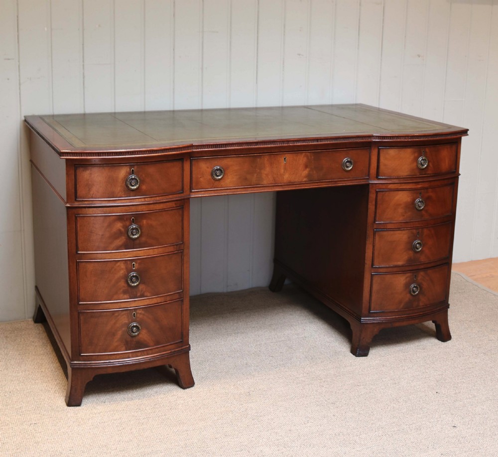 Mahogany Bow Front Pedestal Desk View III