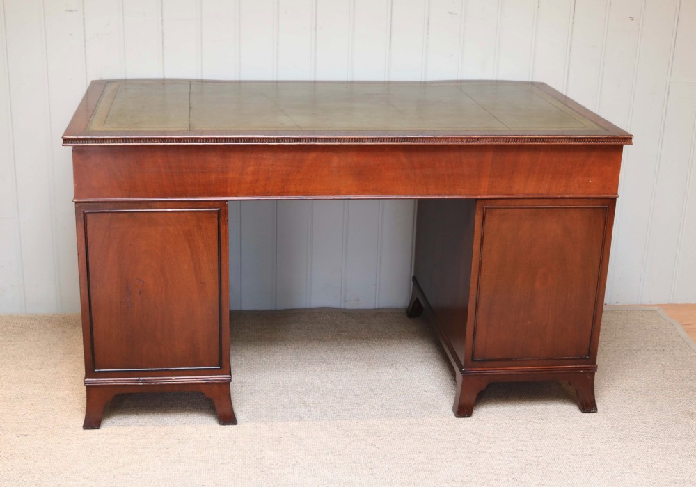 Mahogany Bow Front Pedestal Desk View VI