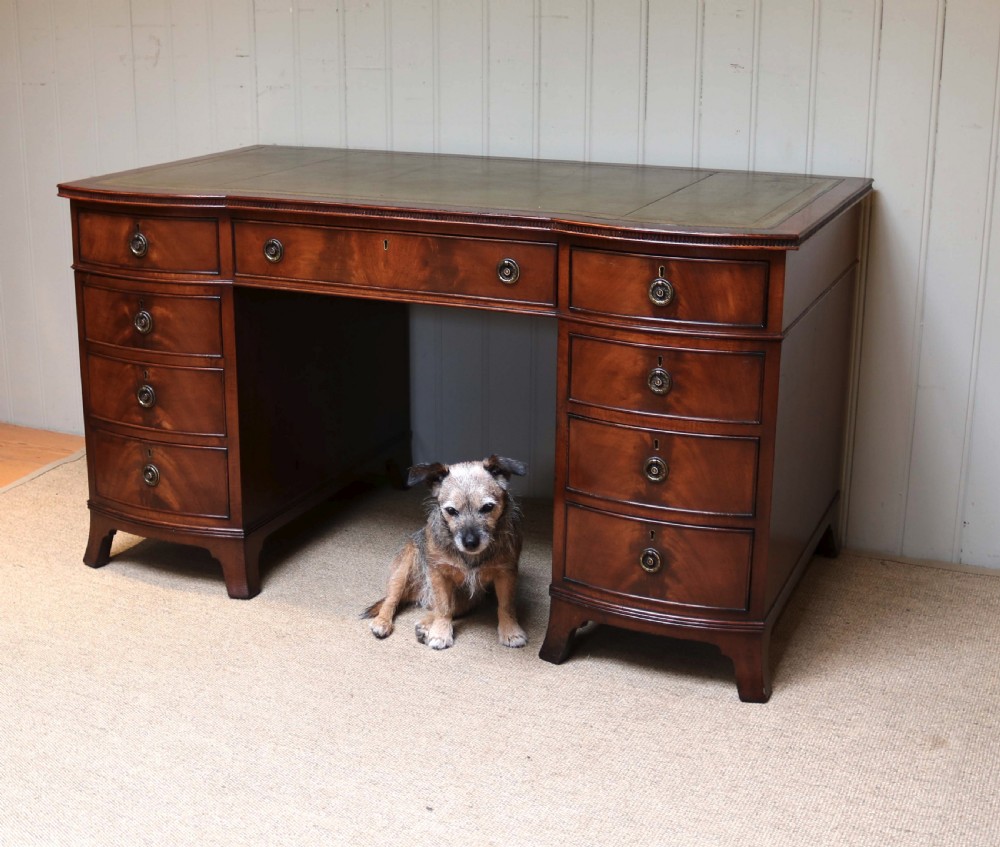 Mahogany Bow Front Pedestal Desk View VIII